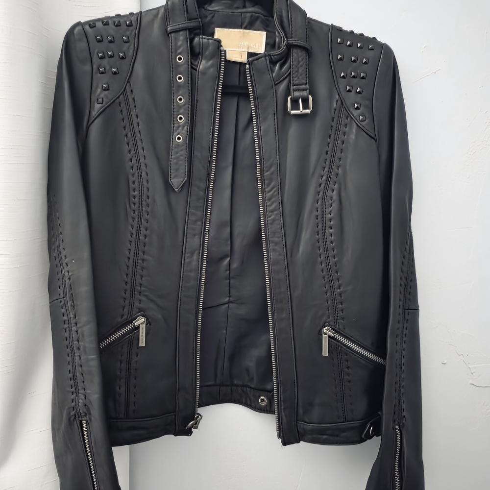 Michael Kors Black Studded Leather Jacket